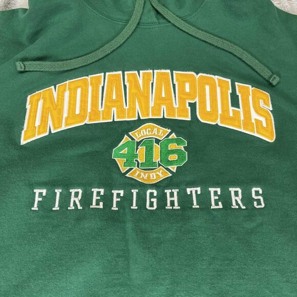 Indianapolis Firefighters Local 416 Hoodie Mens XL Green Pullover Port & Company - Picture 3 of 7